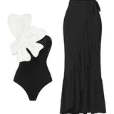 3D Floral Pearl One-Piece Swimsuit