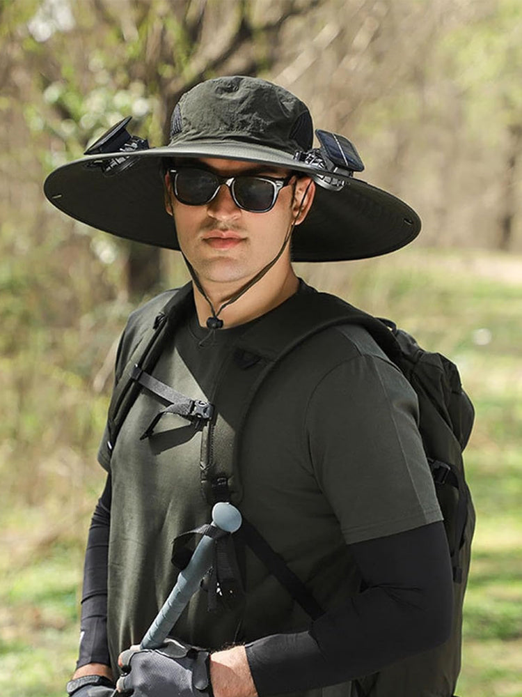 Rechargeable & Solar-Powered Outdoor Fan Hat – Fisherman Style