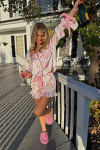 Tie Front Cotton Peplum Blouse Shorts