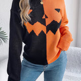 Ghost Pattern Long Sleeve Crew Neck Sweater