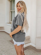 Personalized guitar print pullover round neck short sleeves
