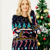 Round Neck Loose-Fit Christmas Theme Knit Sweater