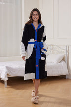 Single-Breasted Plush Hooded Robe
