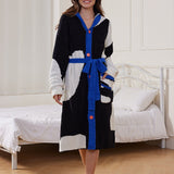 Single-Breasted Plush Hooded Robe