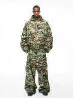Camo Rhinestone Aviator Puffer Jacket