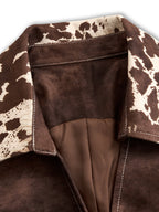 Retro Cow Print Suede Single-breasted Slim-fit Vest