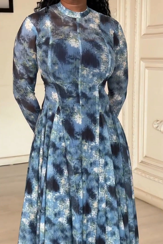 Lyric Dye Blue Abstract Dress