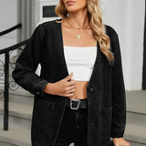 V-Neck Long-Sleeve Denim Jacket