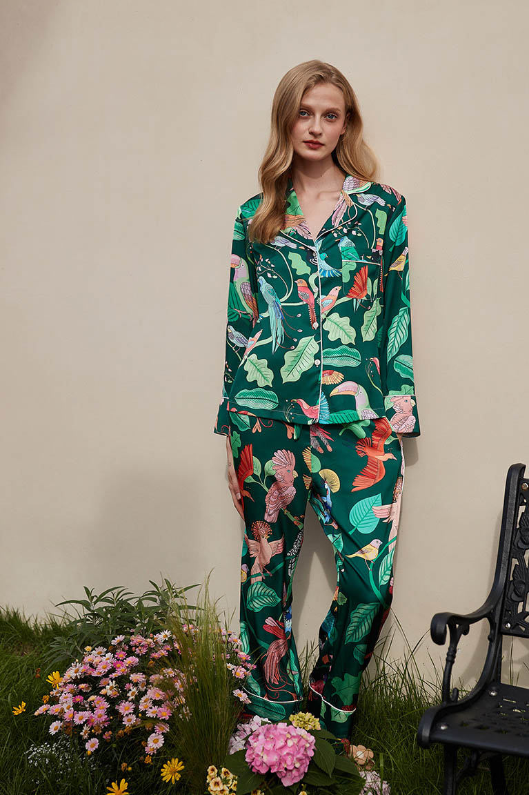 Tiger and Monkey Print Ice-Sleeve Loungewear Set