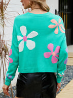 Sweet Floral Loose Crewneck Sweater