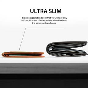 Men's Slim Leather RFID Blocking Wallet - Minimalist Carbon Fiber Bifold