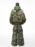 Camo Rhinestone Aviator Puffer Jacket