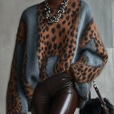Leopard Print Turtleneck Sweater