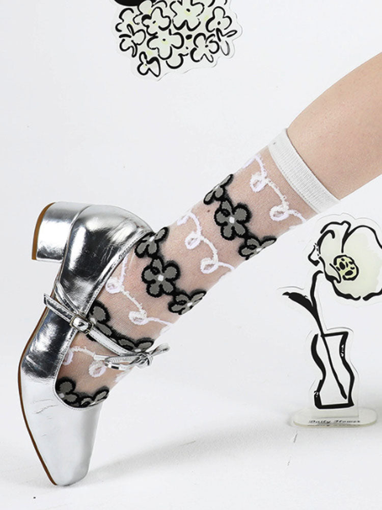Adorable Printed Crystal Sheer Stockings
