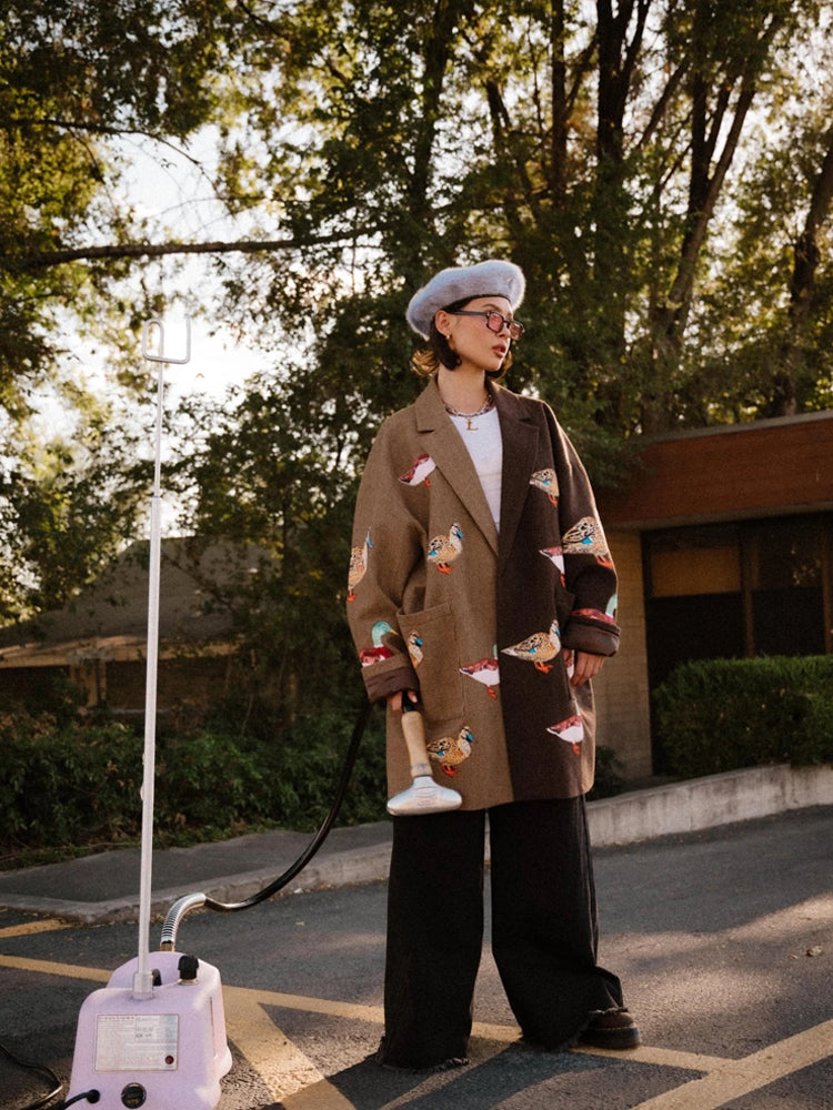 Lucky Duck Patchwork Oversized Coat