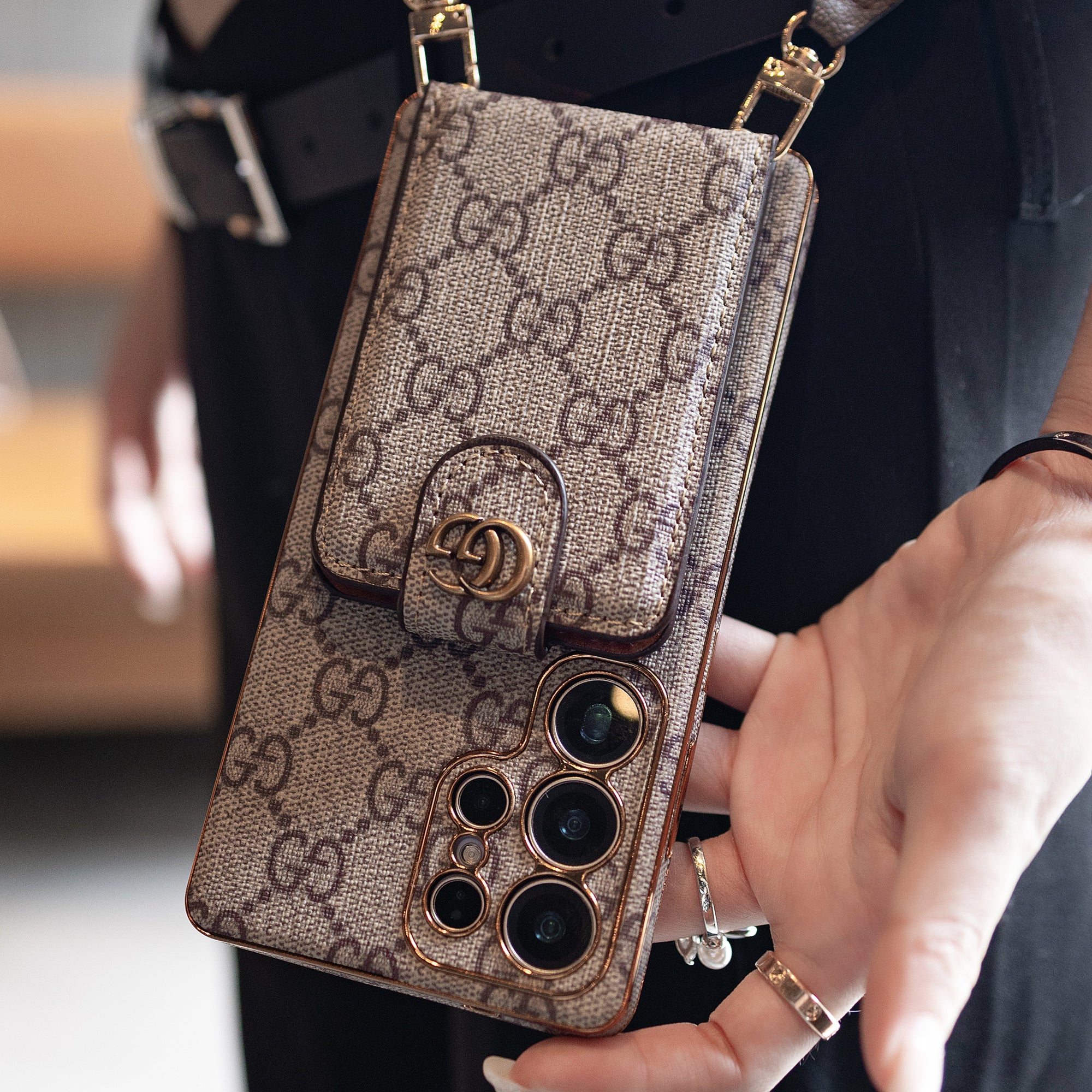 Advanced Leather Samsung Phone Case with Wallet and Strap