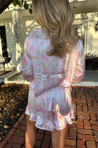 Tie Front Cotton Peplum Blouse Shorts