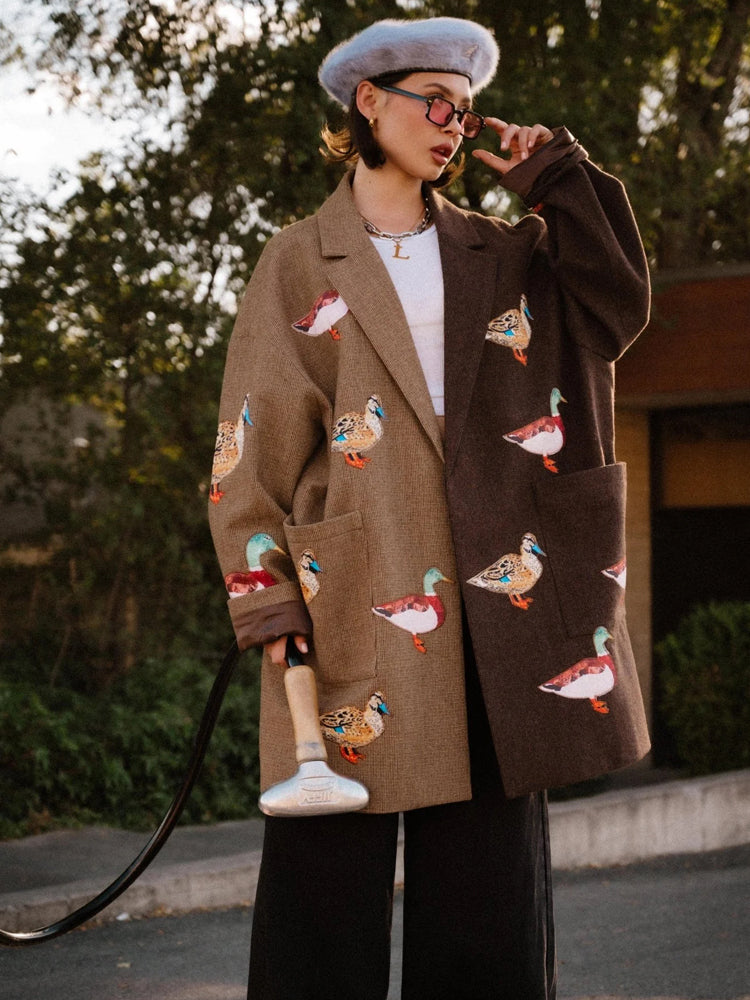 Lucky Duck Patchwork Oversized Coat