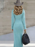 Half-Zip Fleece Casual Maxi Dress