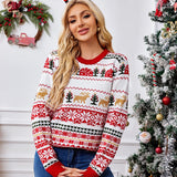Christmas Crewneck Embroidered Knit Sweater