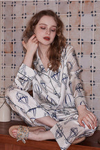 Hot Air Balloon Print Pajama Set - White