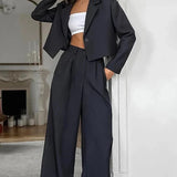 Autumn Winter  Solid Office Pants Set