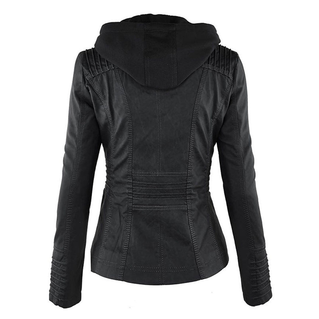 Pia | Moderne Lederjacke mit Kapuze