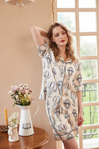Hot Air Balloon Print Pajama Set - White