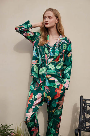 Tiger and Monkey Print Ice-Sleeve Loungewear Set