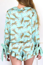 Tie Front Cotton Peplum Blouse Shorts