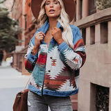 Washed Color-Block Denim Jacket