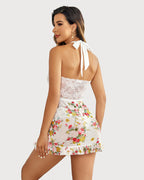 Lace Babydoll Open Front Halter Nighty