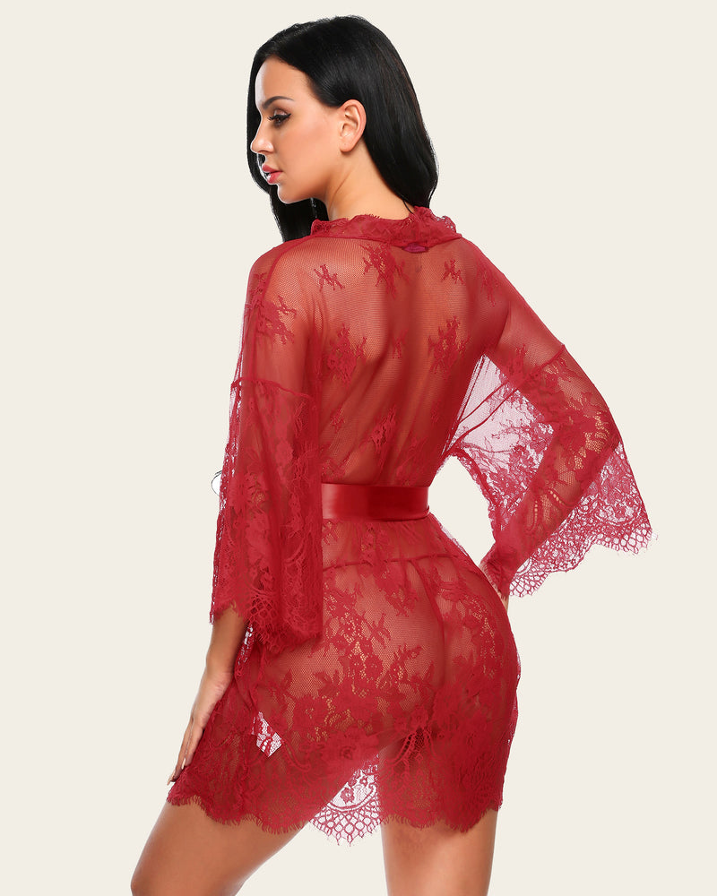 Lace Kimono Mesh Robe