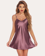 Satin Slip Nightgown Mini Dress