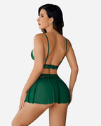 3 Piece Sets Lace Bralette, Skirt with Panty