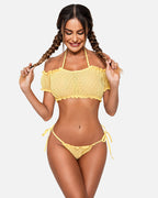 Floral Mesh Ruffle Lingerie Set