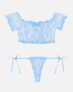 Floral Mesh Ruffle Lingerie Set