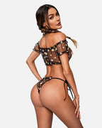 Floral Mesh Ruffle Lingerie Set