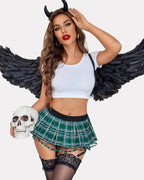 Pleated Costume Mini Skirt with Garter