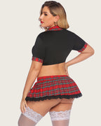Plus Size Lingerie with Tie Top and Mini Skirt