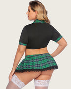 Plus Size Lingerie with Tie Top and Mini Skirt