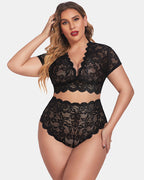 Plus Size Floral Lace Trim Set