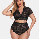 Plus Size Floral Lace Trim Set