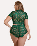 Plus Size Floral Lace Trim Set