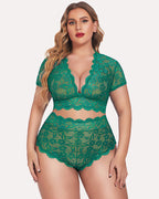 Plus Size Floral Lace Trim Set