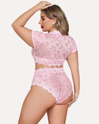 Plus Size Floral Lace Trim Set