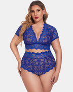 Plus Size Floral Lace Trim Set