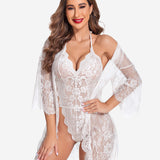 2 Piece Set Lace Robe with Teddy