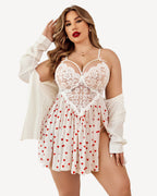 Plus Size Heart Lace Side Slit Nightdress
