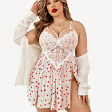 Plus Size Heart Lace Side Slit Nightdress